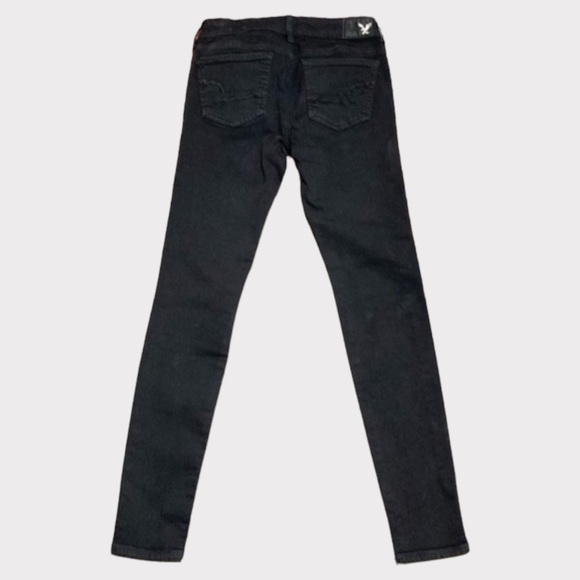 American Eagle Skinny Distressed Black Jeggings Size Zero 0 - Picture 2 of 16